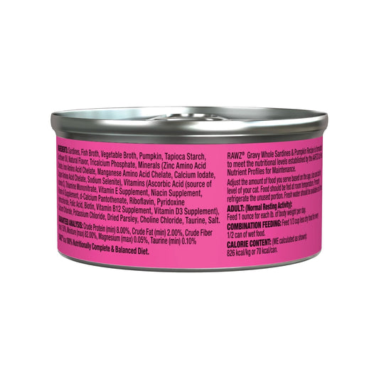 Rawz Cat Gravy Whole Sardine Pumpikn 3oz. (Case of 18)