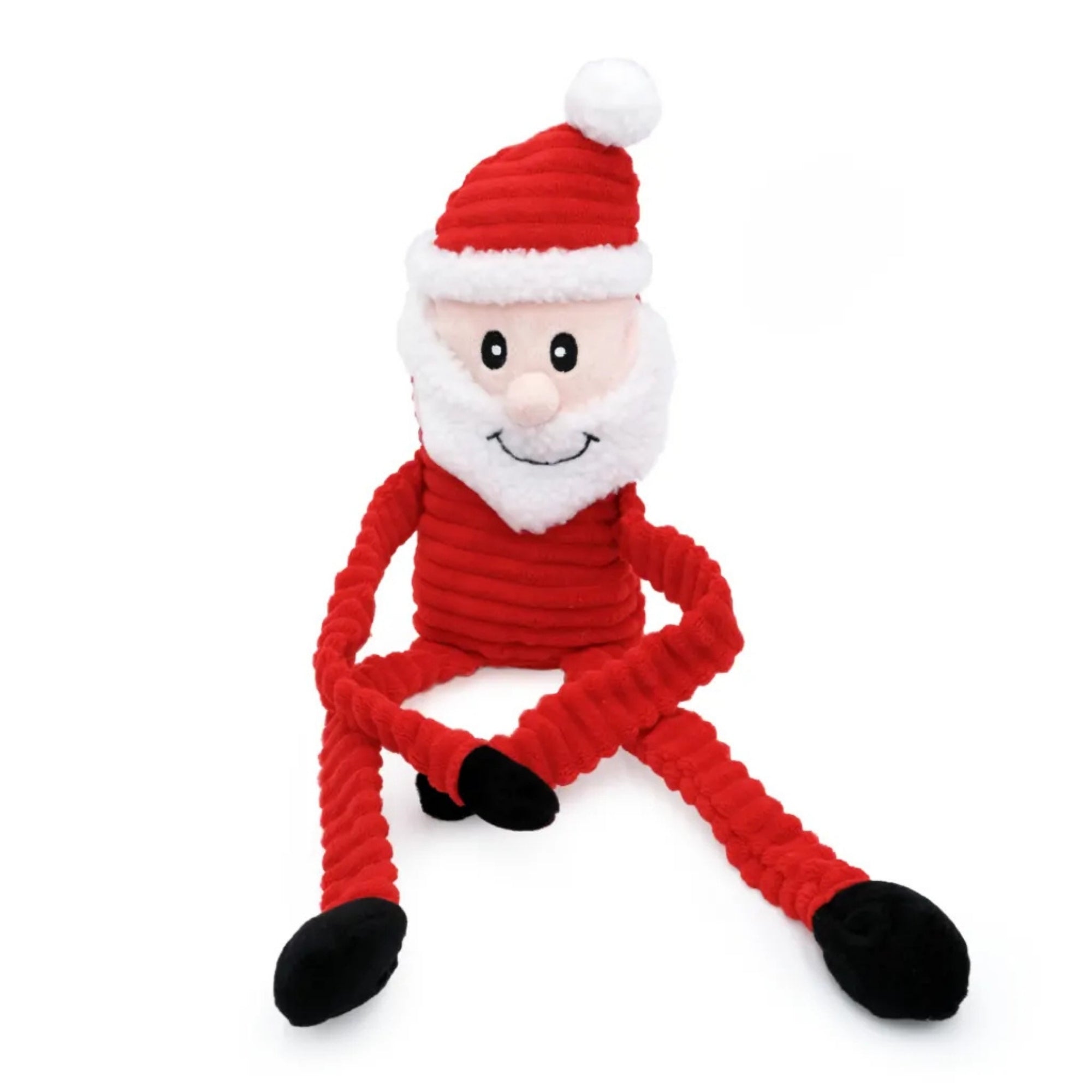 Zippypaws Holiday Crinkles Santa Red/White Small