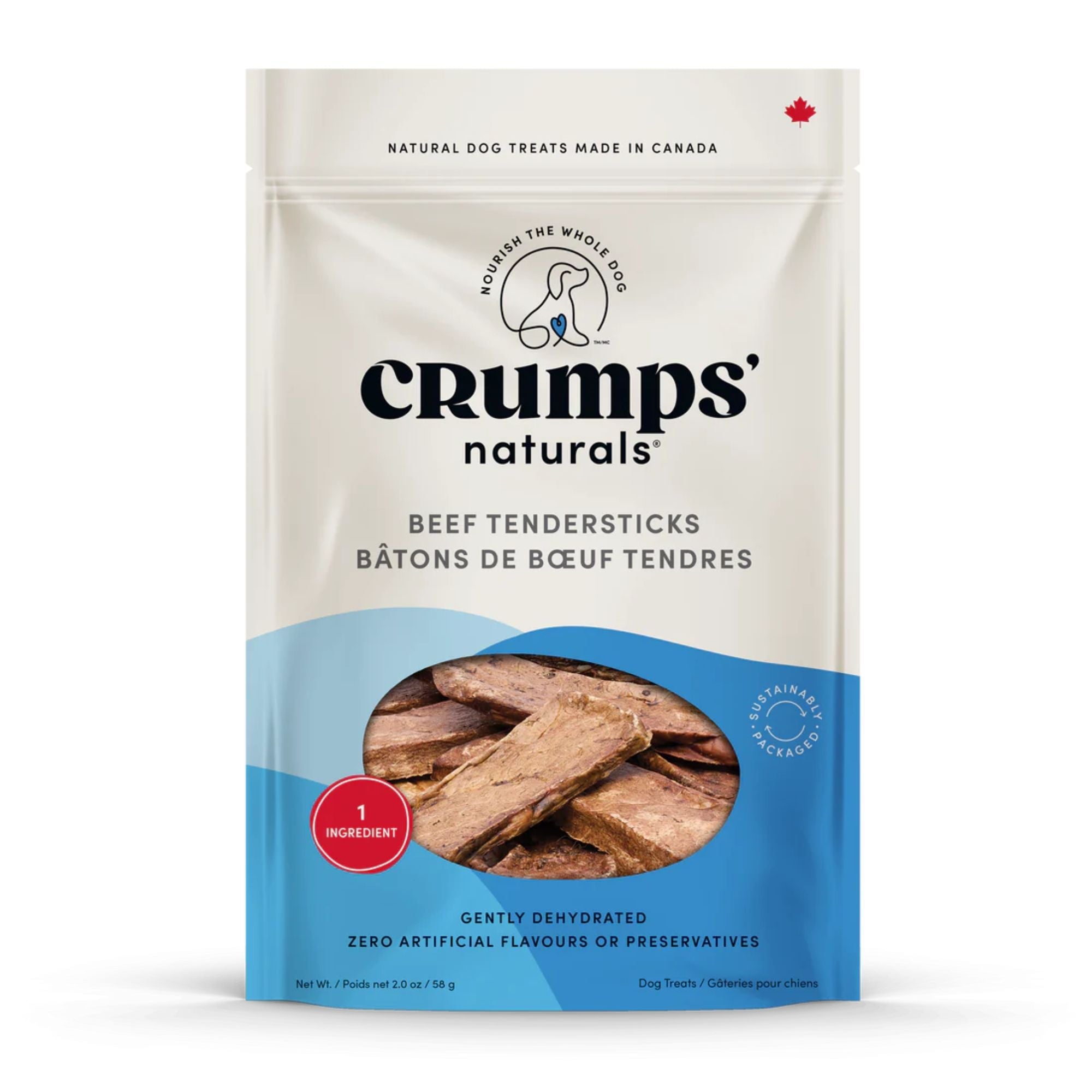 Beef tendersticks dog treat bag with 1-ingredient beef lung