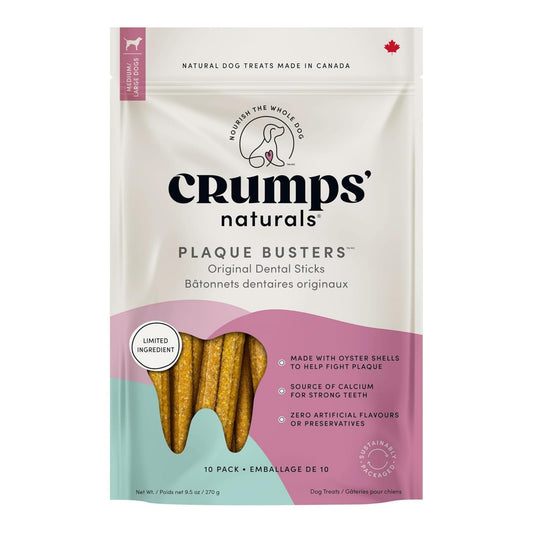 Crump's Naturals plaque buster dental sticks bag, 10 pack, 7 in