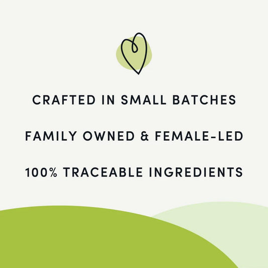 Apple Bites label text: crafted in small batches and 100% traceable ingredients