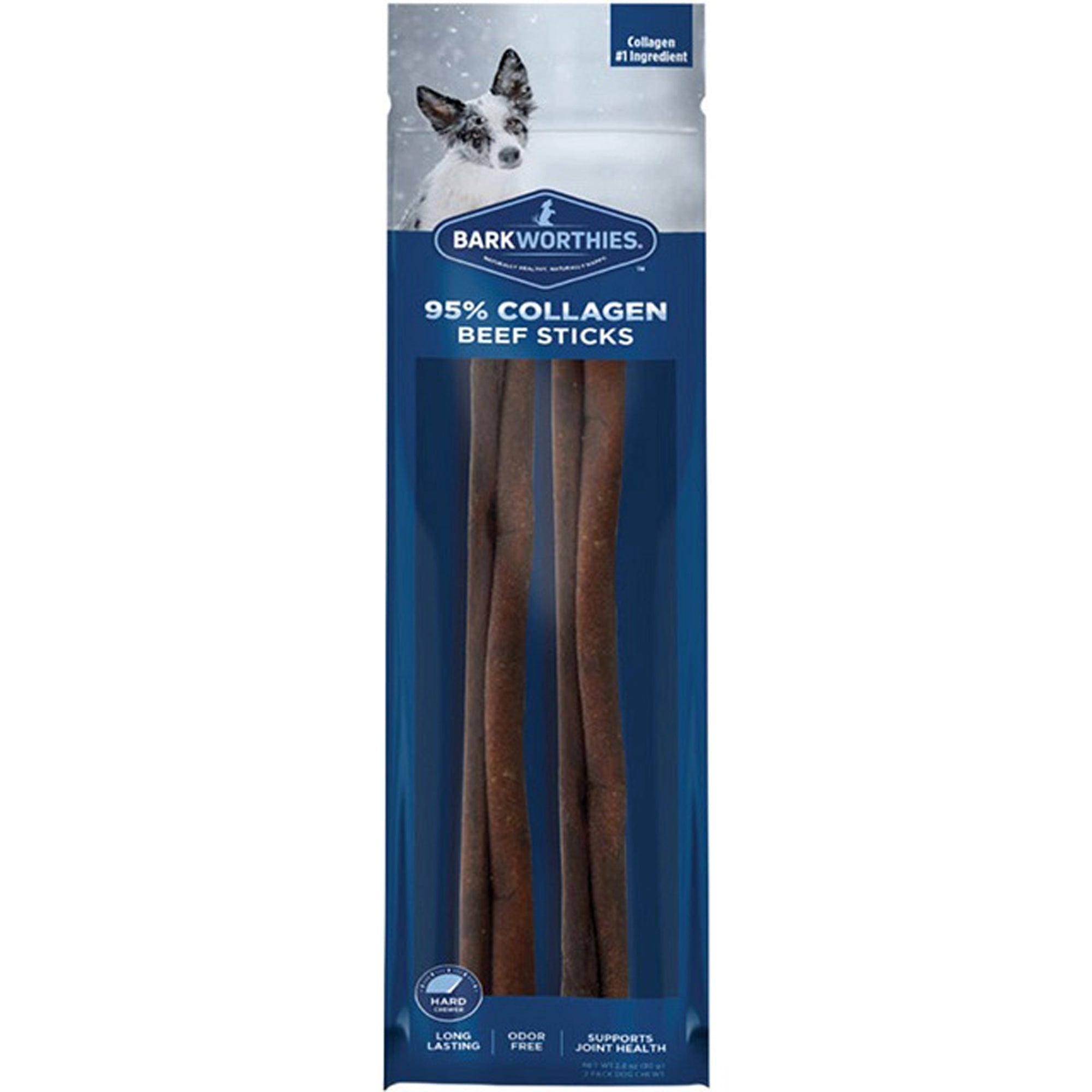 Barkworthies grain-free collagen beef sticks for dogs, 12-inch, 2-pack package