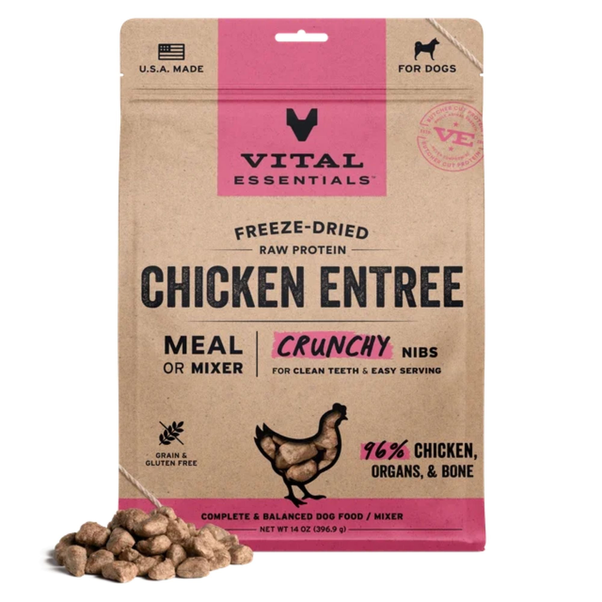 Vital Essentials Dog Freeze-Dried Nibs Chicken 14oz.