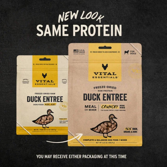 Vital Essentials Dog Freeze-Dried Mini Nibs Duck 14oz.