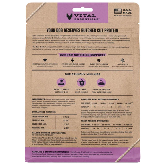 Vital Essentials Dog Freeze-Dried Mini Nibs Turkey 25oz.