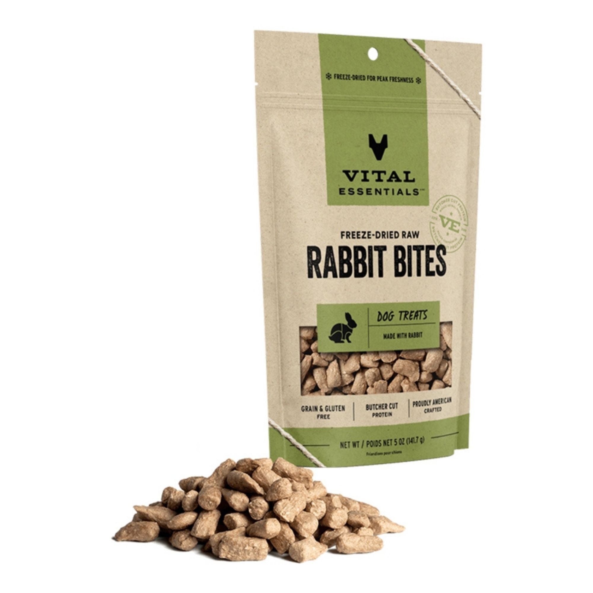 Vital Essentials Dog Freeze-Dried Treat Bites Rabbit 2oz.
