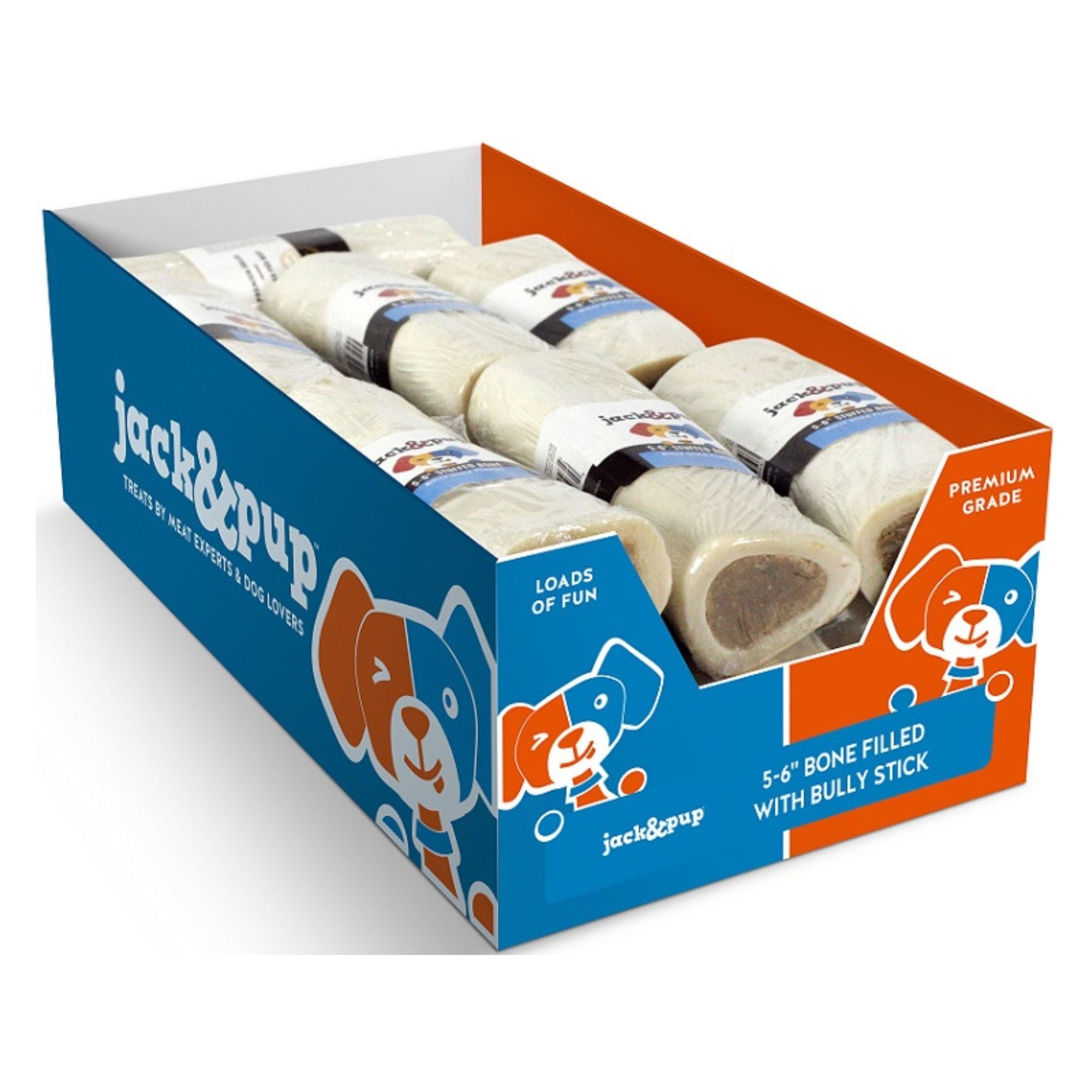 Jack & Pup Dog 5-6" Filled Bone Bully 12Ct Display Box