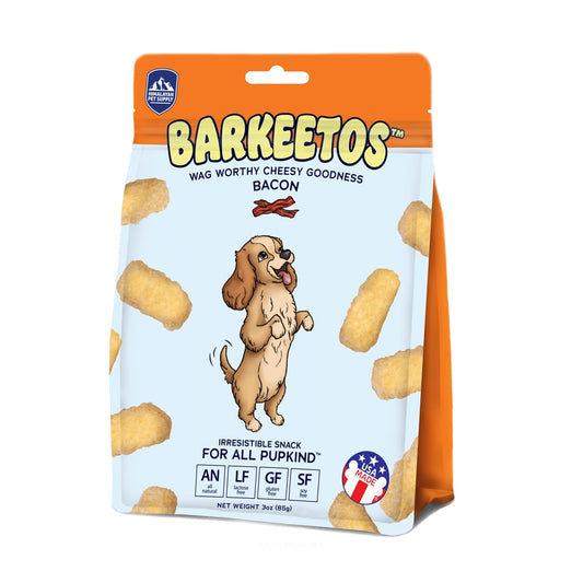 Barkeetos Bacon dog treat bag, 3 oz
