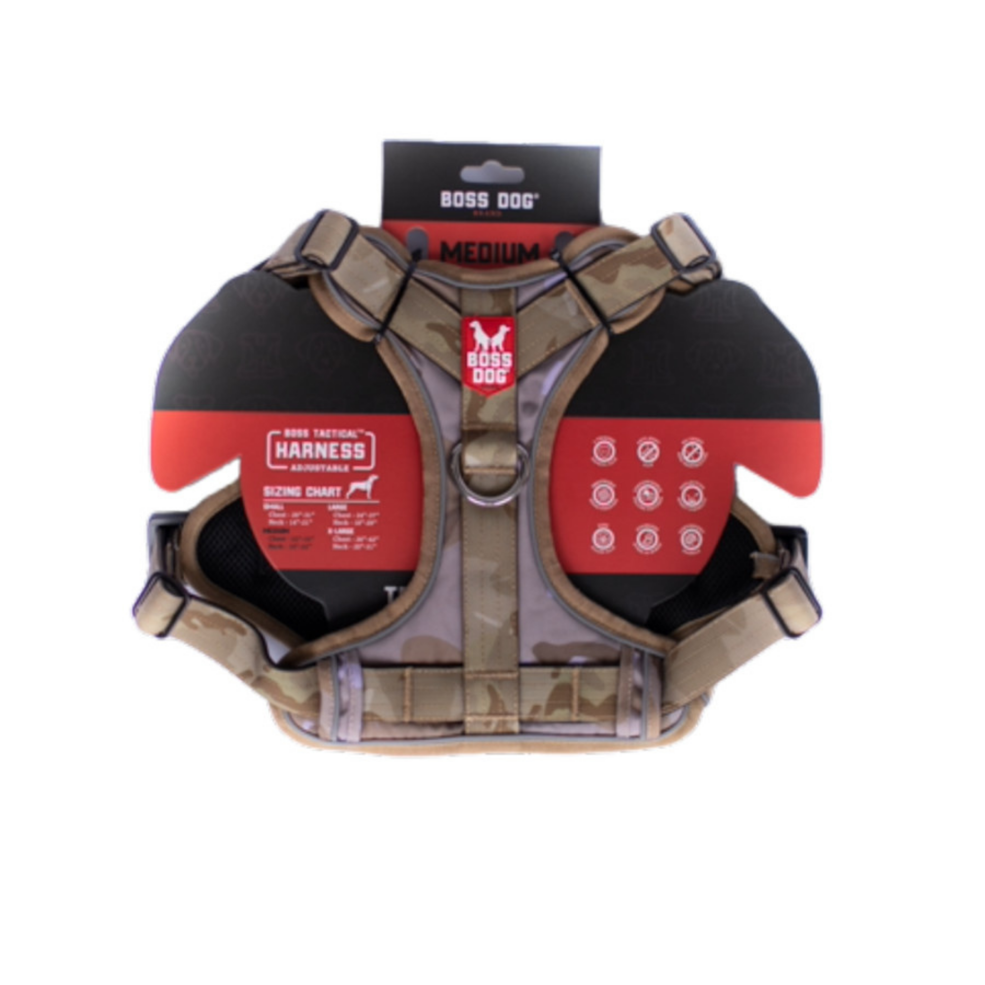 Boss Dog Tactical Dog Harness Tan Camo, 1ea/Medium Default Title