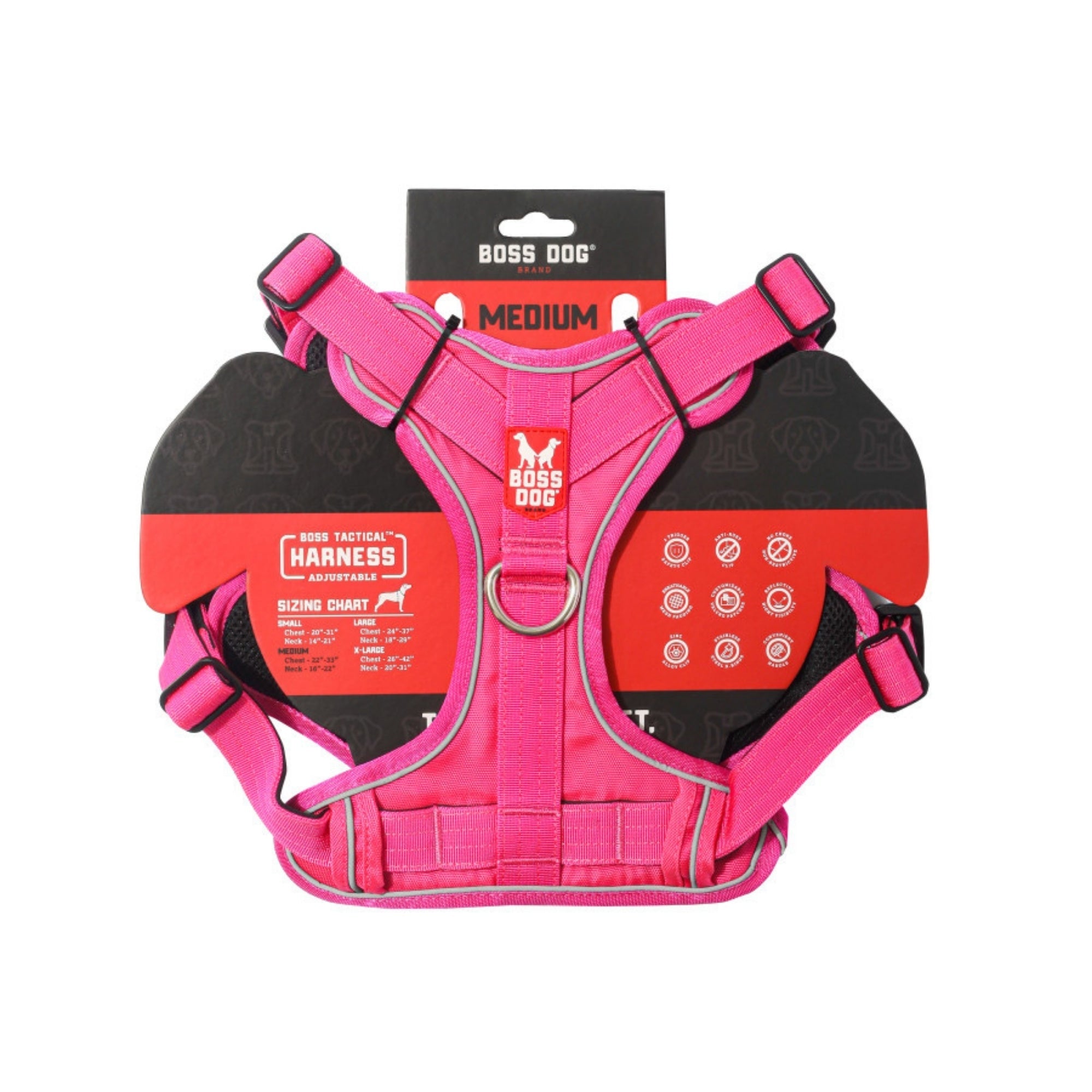 Boss Dog Tactical Dog Harness Hot Pink, 1ea/MD