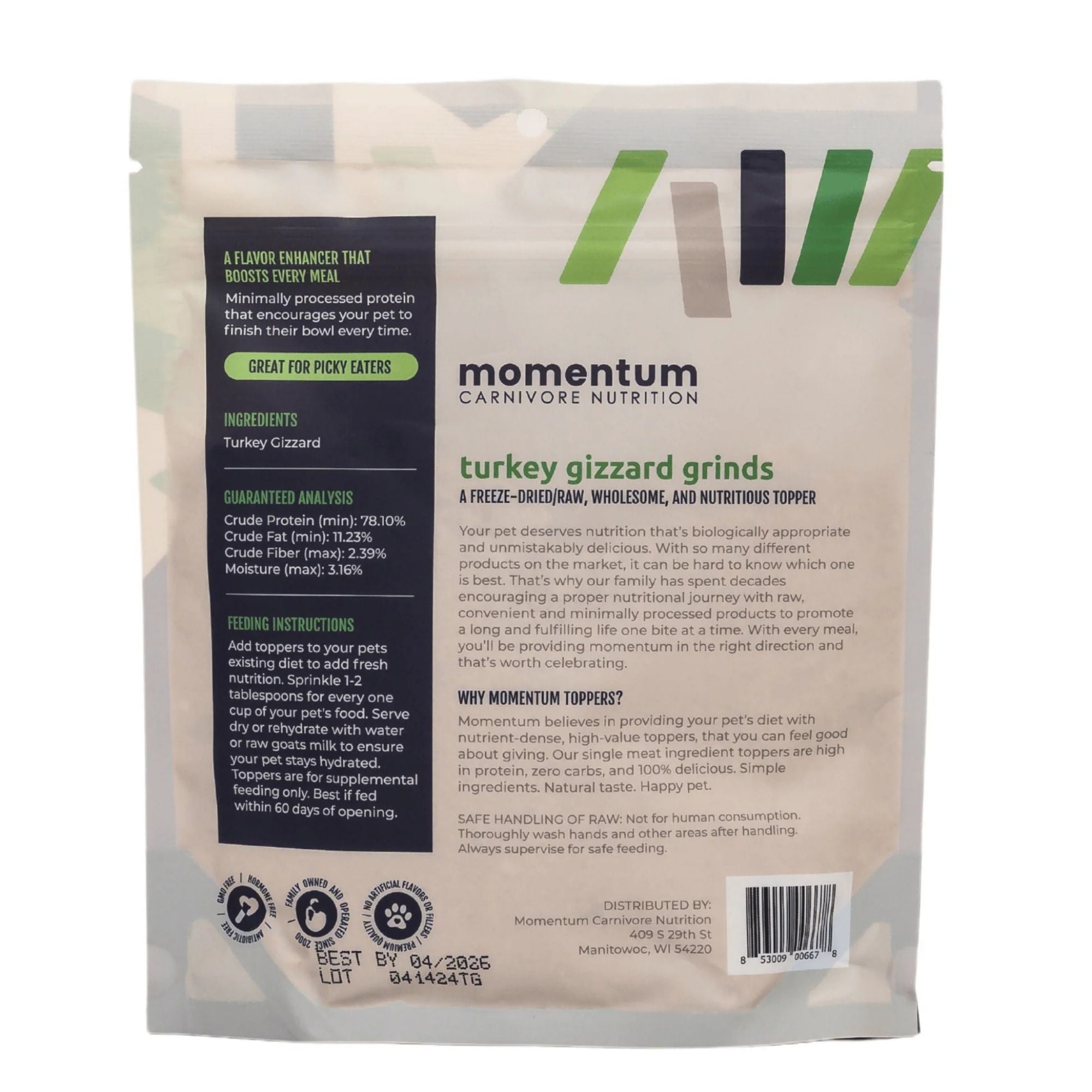 Momentum Carnivore Nutrition Dog 3.75oz. Beef Kidney Single Ingredient Topper