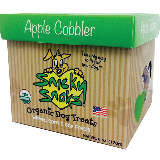 USDA organic apple cobbler dog treat box, wheat and soy, 6 oz net wt