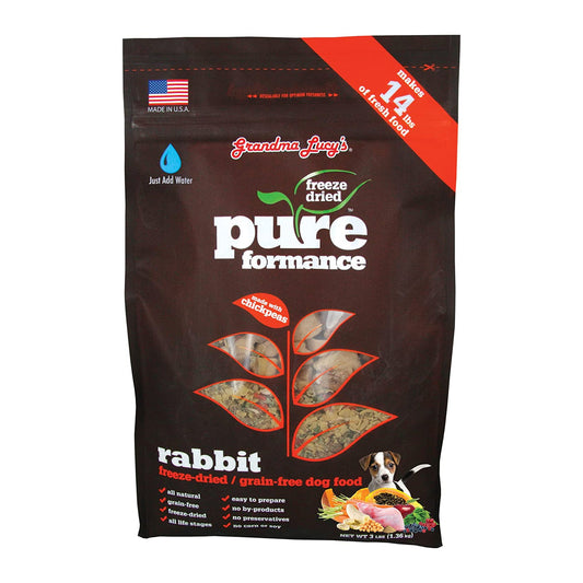 Grandma Lucy's grain-free rabbit dog food bag, freeze-dried, 3 lb